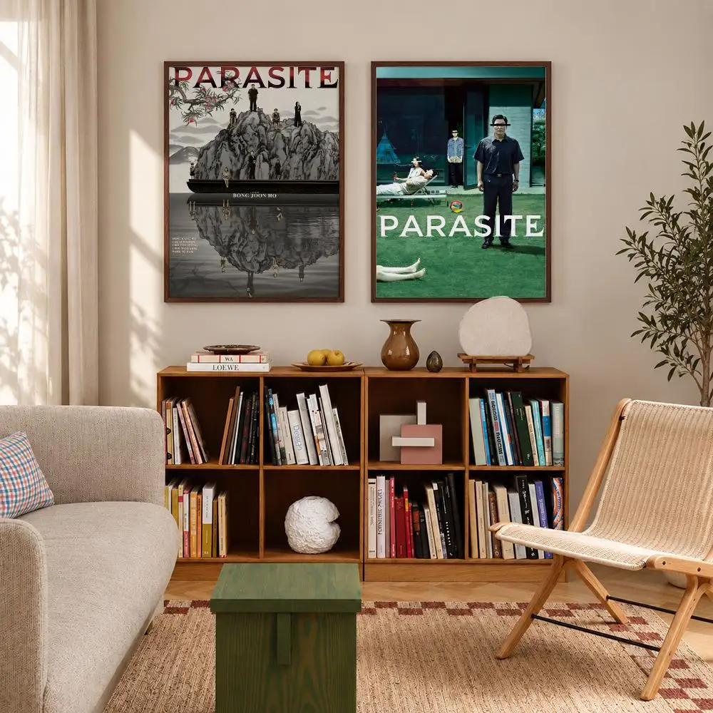 Korean Thriller Movie Parasite Poster Self-adhesive Waterproof Paper Sticker Art Coffee House Bar Room Wall Decor