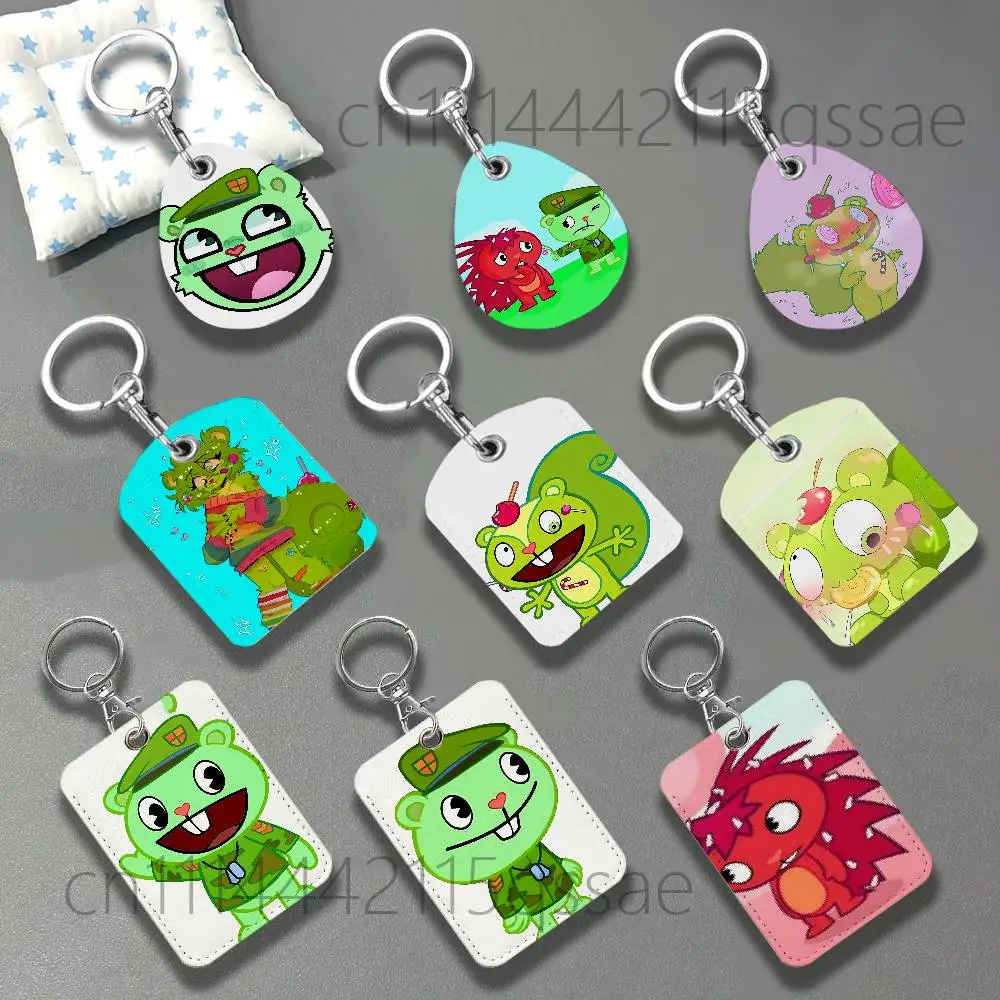 Repetitive cycle Flippy Flaky HTF Leather Keychain Card Holder For Airtag & Access Cards Modern Bus Pass