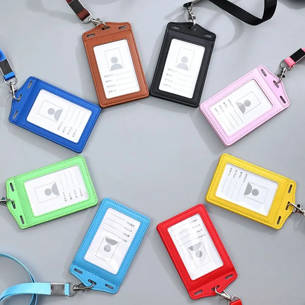 حامل بطاقات الهوية من جلد البولي يوريثان ثلاثي الطي مع فتحات للبطاقات وحامل شارة وحامل بطاقات شفاف