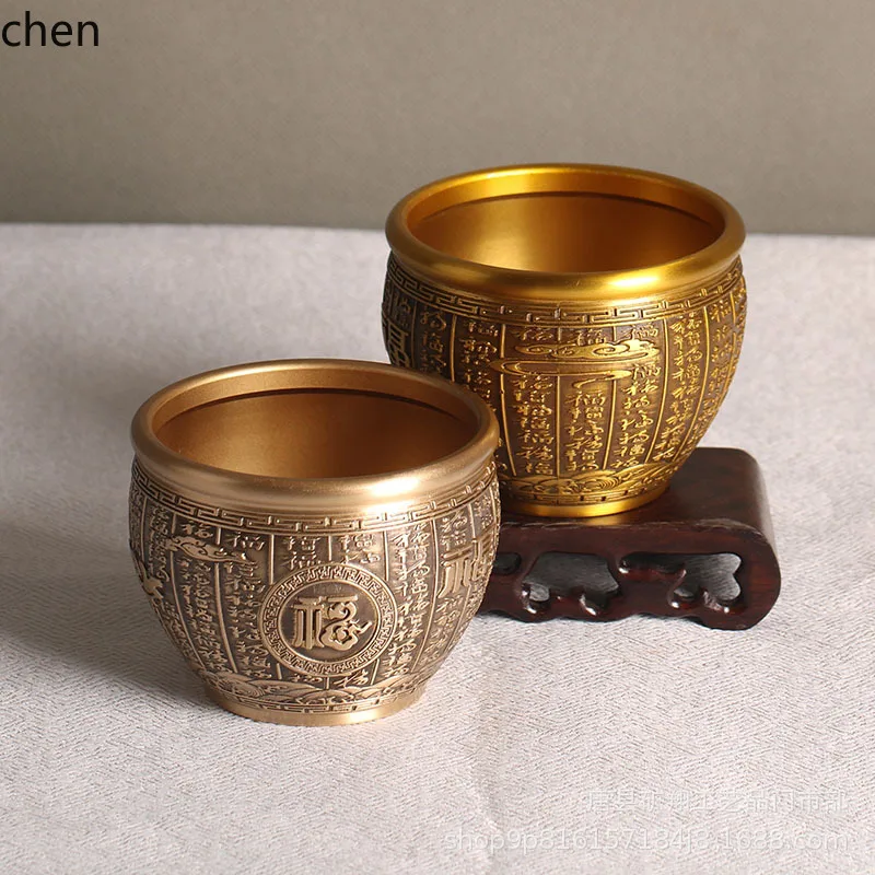 CZ brass auspicious cloud relief Baifu cylinder Xiangyun rice cylinder relief Baifu rice cylinder