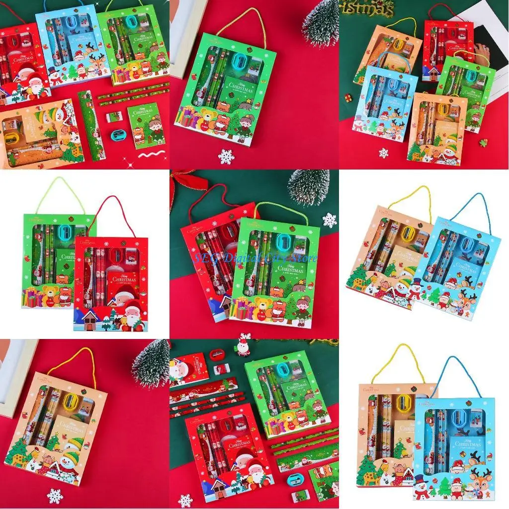 

U75B Christmas Theme Stationery Sets Pencils Christmas Stationery Bag Stationary Suit