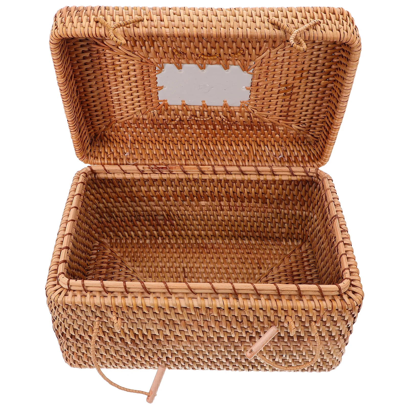 

Handwoven Rattan Picnic Basket Natural Rustic Storage Organizer Large Capacity Basket with Handle for Outdoor Camping Patio