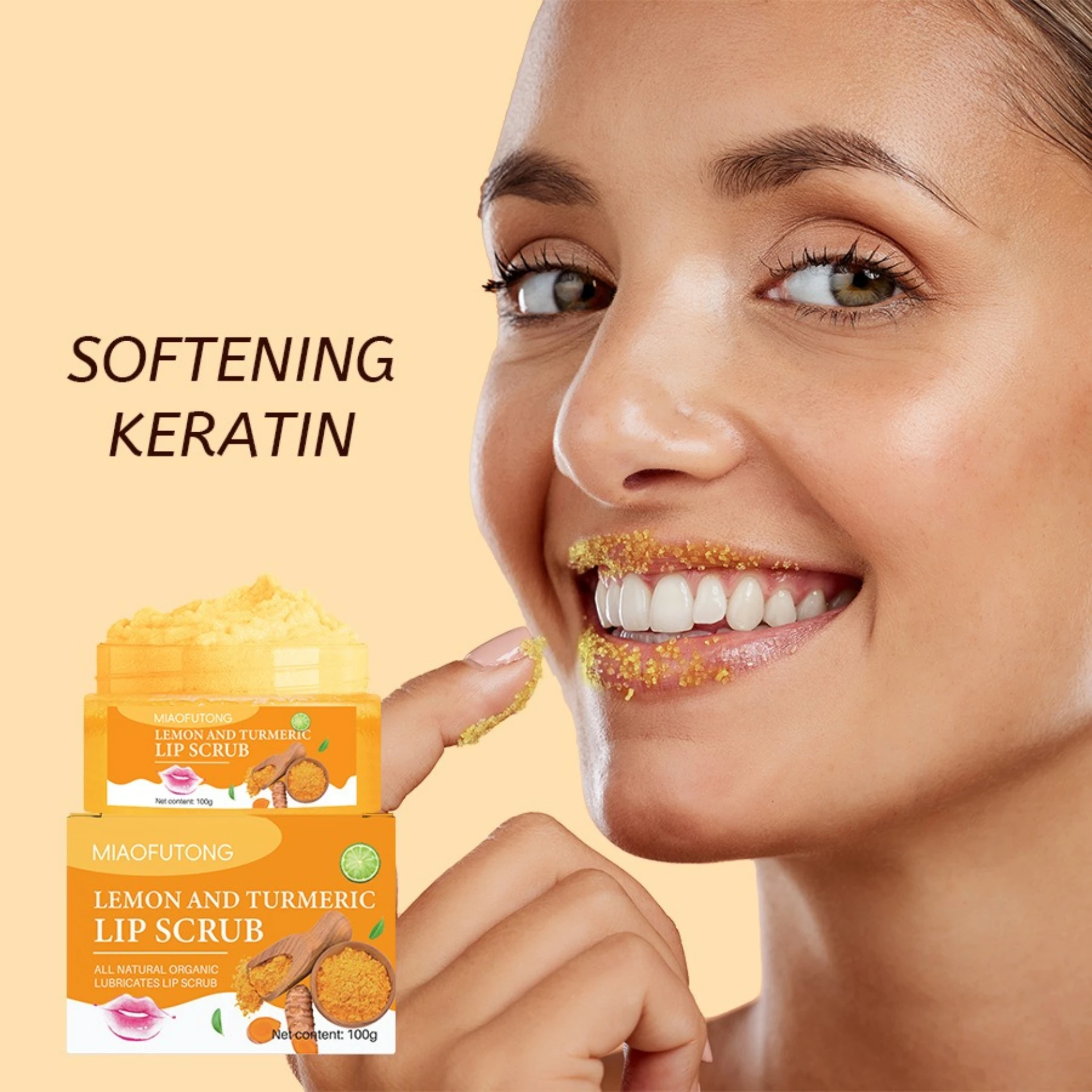 Turmeric Lemon Lip scrub Deep cleansing Exfoliating Fading lip lines Brightening Moisturizing skin rejuvenation Skincare