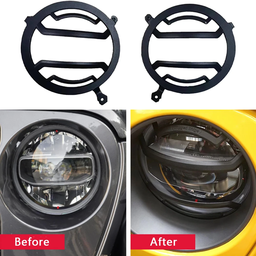 

Lantsun JL1243 Headlight Cover Aluminum Alloy Headlights Bezels Trim Cover for Jeep for Wrangler JL2018+, 1-Pair
