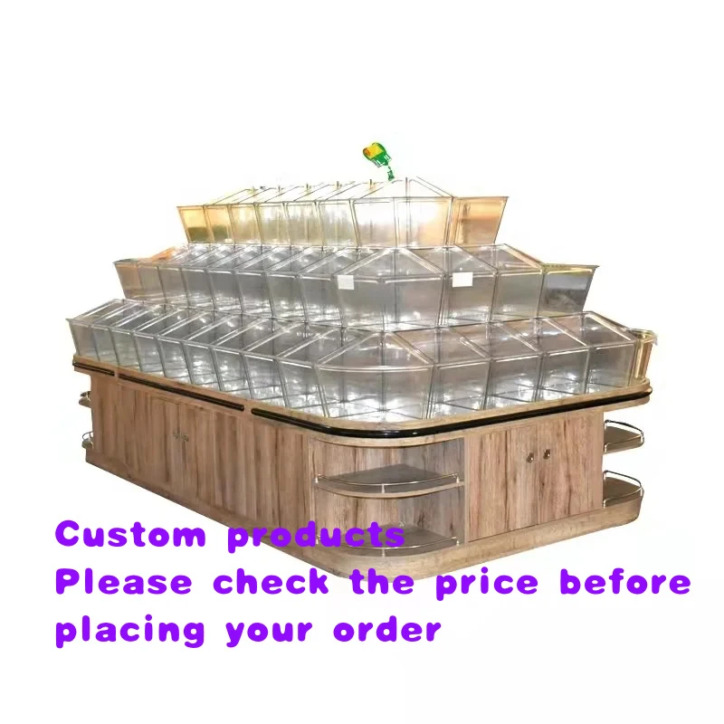 

custom.Steel and Wood Candy, Biscuit and Fruit Are Called Cereal Snack Food Shelves