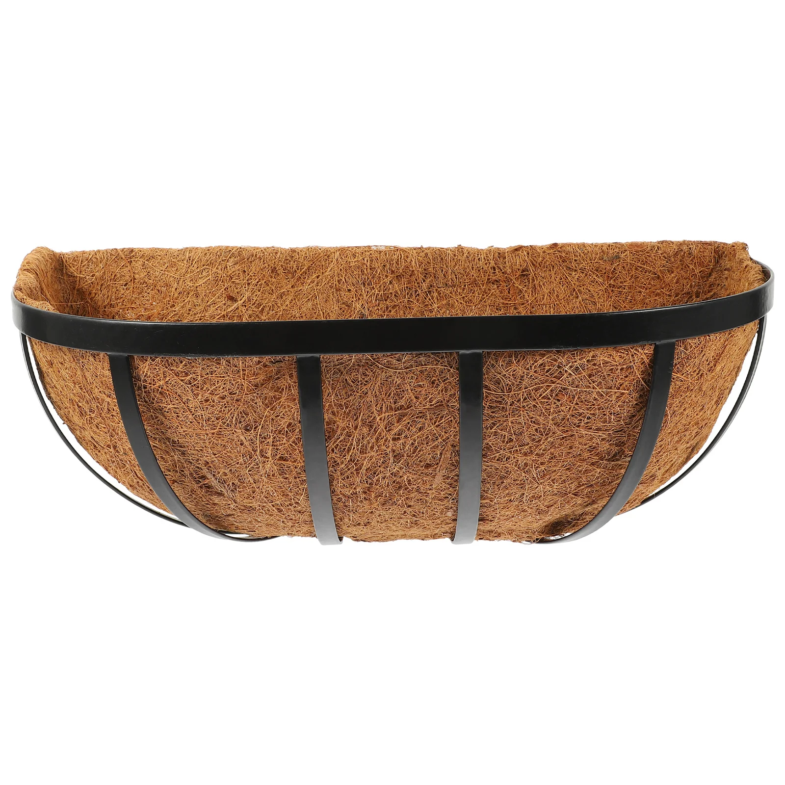 

Coconut Fiber Hanging Basket for Plants Outdoor Metal Railing Planter Box Wall Mounted Flower Pot Decor Railing Planter Box