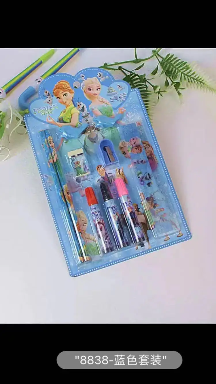 6 piece set Disney cartoon quick-frozen stationery set pencil eraser pen holder cute pencil sharpener school supplies gift