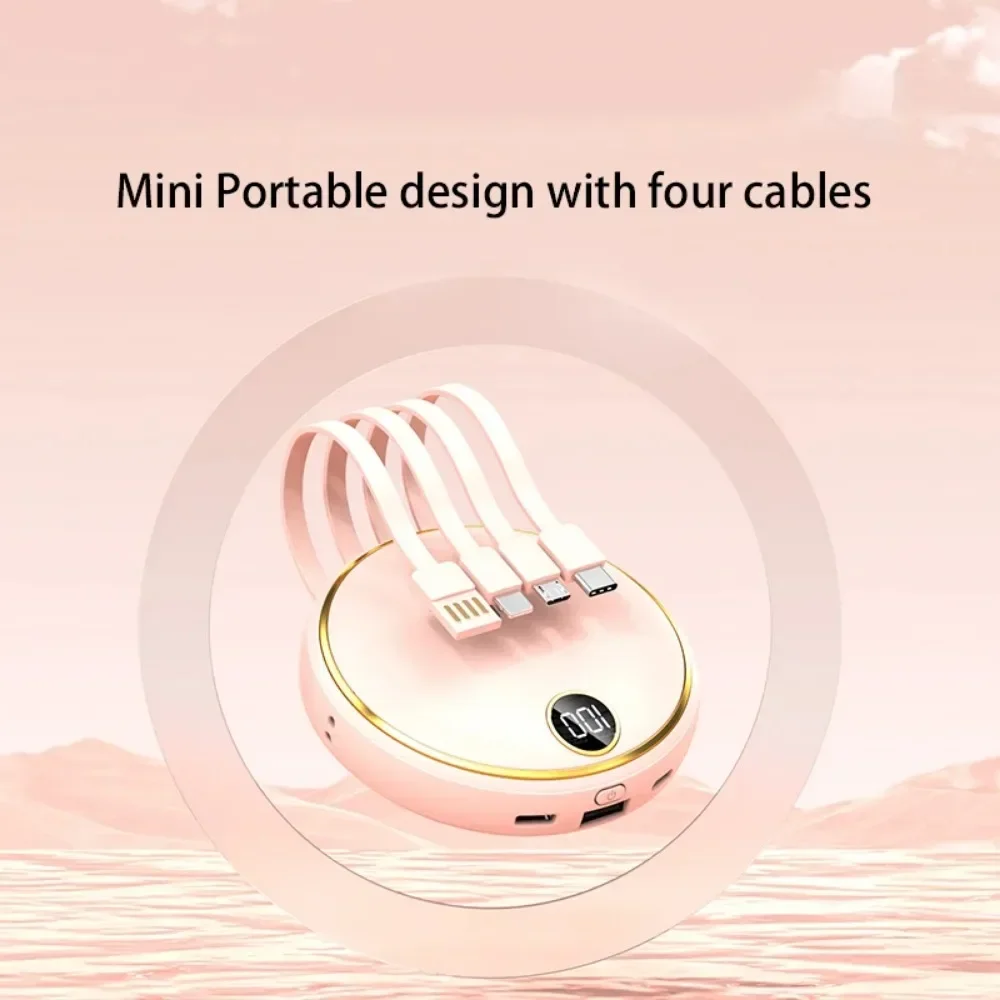 Round Cable Power Bank Comes with 10000/20000 MAh Large Capacity Phone Bank Universal Mobile Power Supply