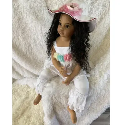 Reborn Doll Baby 29인치 Meili 검은 피부색 완성 그림 선물용 드레스 포함