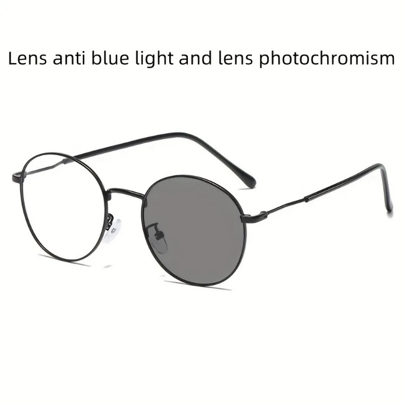 1pc New Metal Eyeglass Frames for Men'S And Women'S with Photochromic Lenses Can Block Blue Light