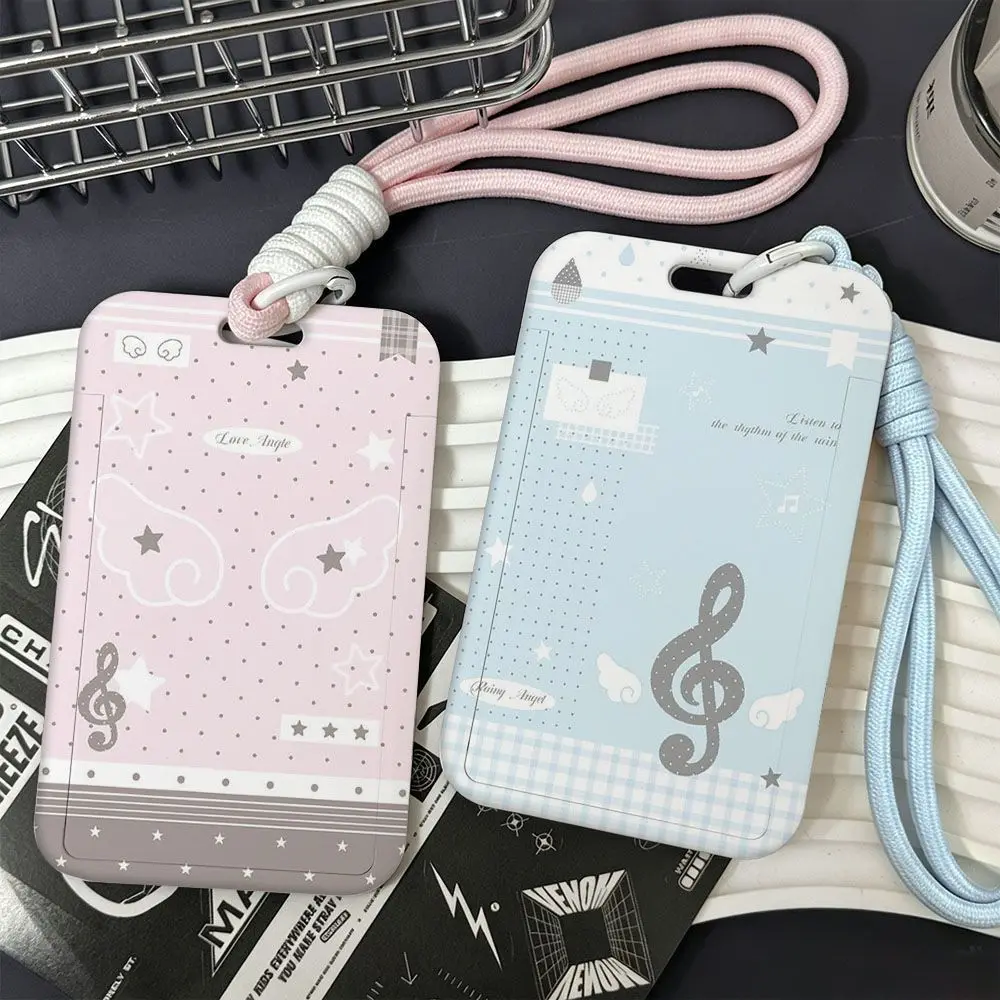 Polka Dot Note Wing Printed Korean Ins Style Card Holder Cute Sweet Women Bus Card Protective Case Daily Commute Bag Charm