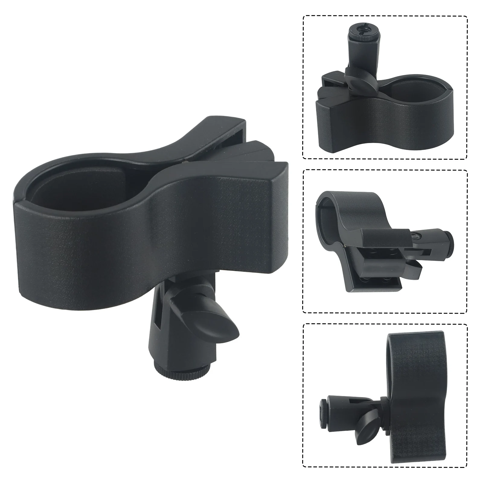 Brandneuer Mikrofon-Clip-Halter mit 3/8-Adapter für 3,2–6,8 cm Mikrofon aus Kunststoff 180 °   Rotation Schwarz Bruchfest