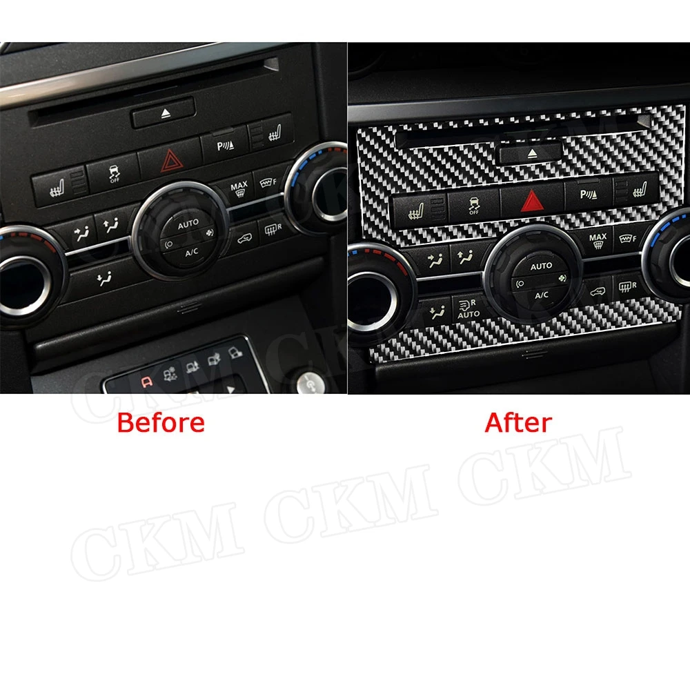 Carbon Fiber Car Central Control AC CD Panel Button Trim Frame Cover Stickers For Land Rover Discovery 4 LR4 2010-2016