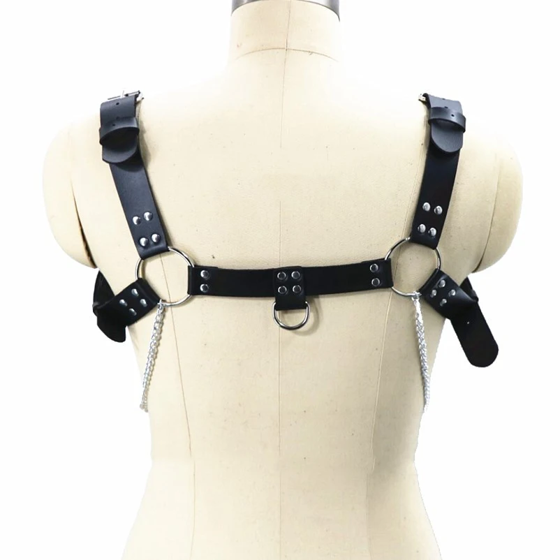 Mens Body Harness Party Festival Body Jewelry Shoulder Chest Belt Buckle PU Leather Punk Accessories