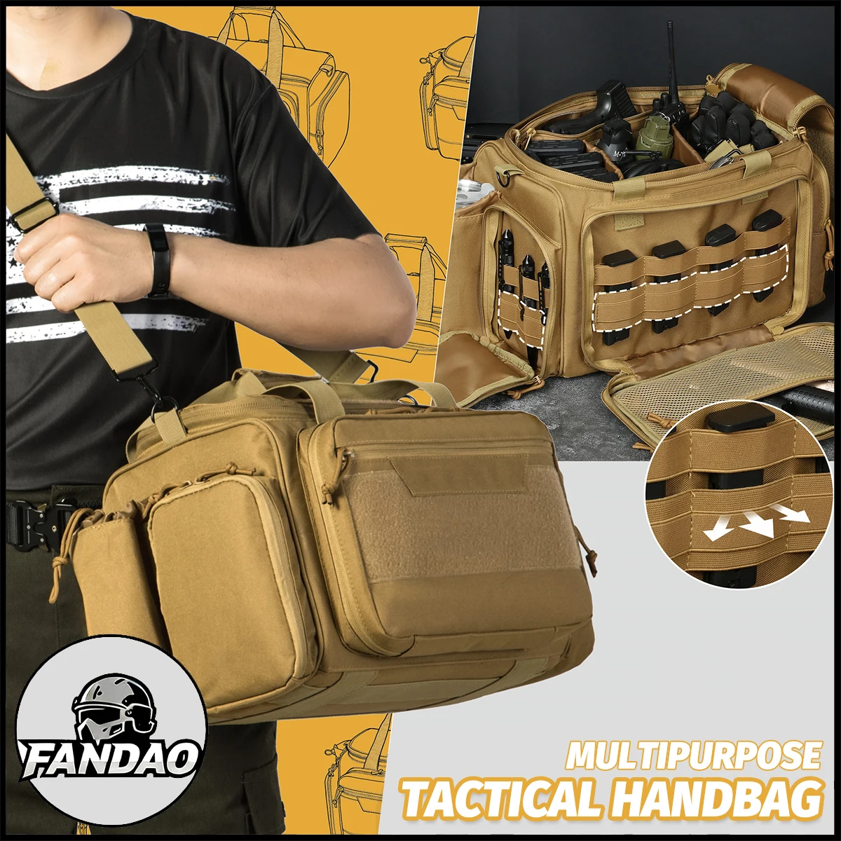 

Tactical Gun Range Bag for Handguns Ammo Pistol Case Shooting Carry Duffle Large Bags Outdoor Hunting Fishing Camo Crossbody Bag