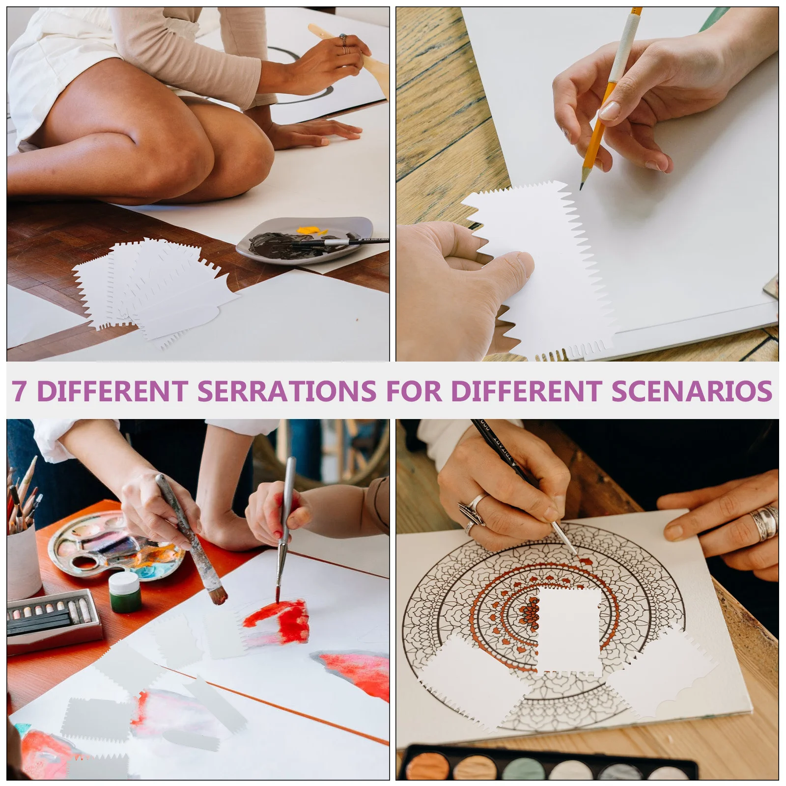 

7 Pcs Acrylic Scrapers for Children DIY Drawing Tools Painting Craft Kits Graffiti Art Supplies Fun Creative Gift