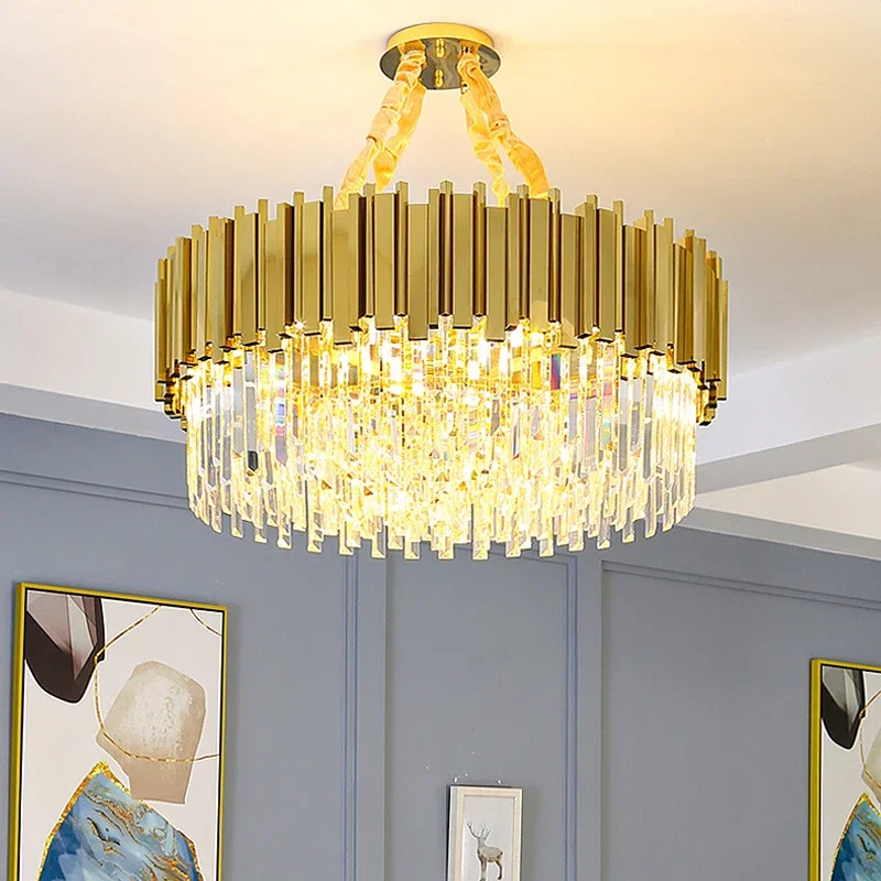 Modern Luxury Crystal Ceiling Chandelier for Living Dining Room Bedroom Duplex Villa - Pendant Lamp Home Decor Hanging Light Fix