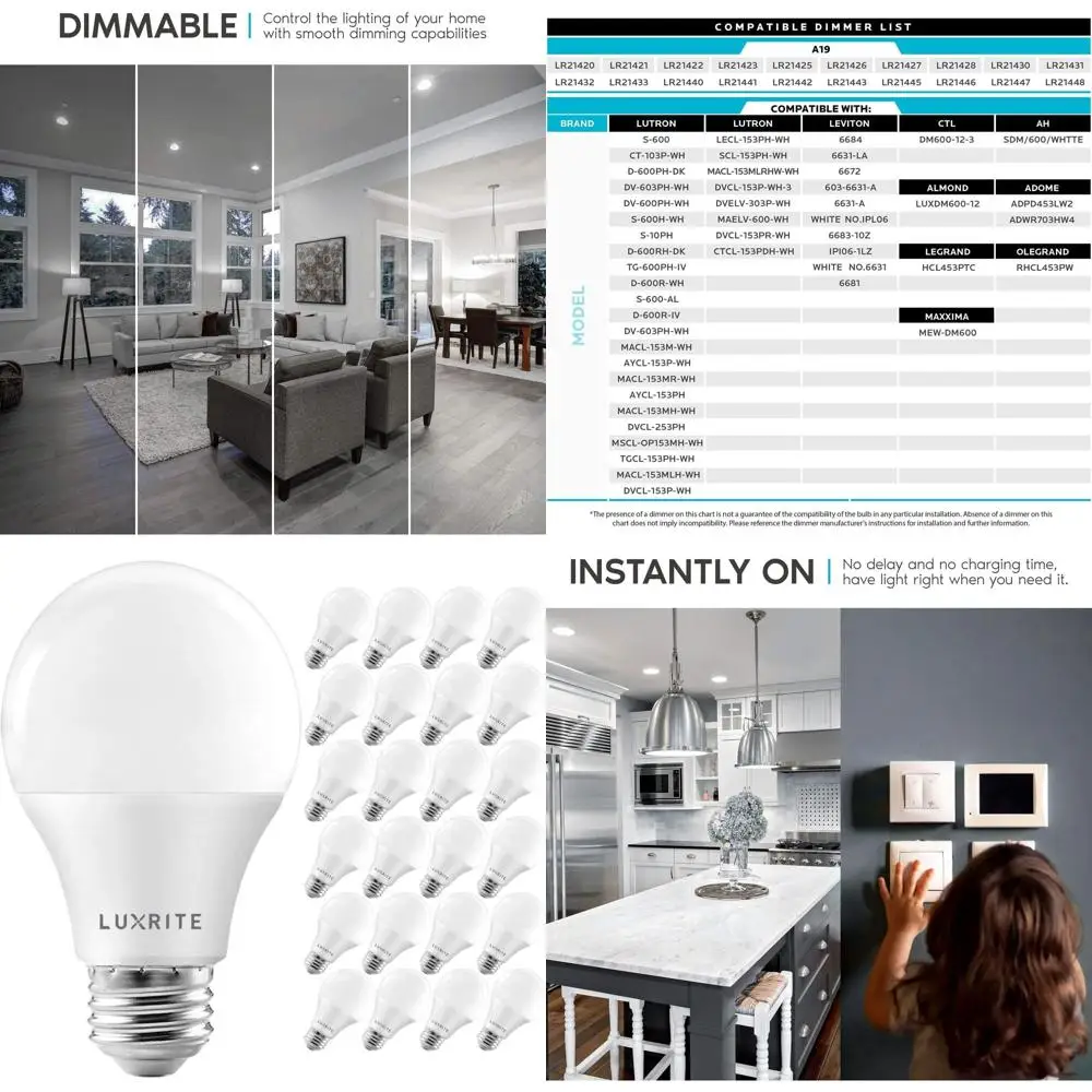 

Светодиодная лампа, эквивалентная 75 Вт, 1100 люмен, 5000K, белый свет, с регулировкой яркости, 11 Вт, для внутреннего/наружного использования, Energy Star, 24 шт. в упаковке