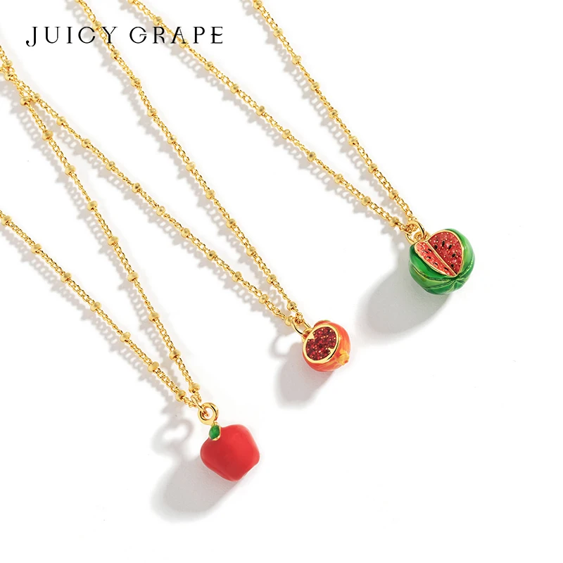 JUICY GRAPE 3D Imitation Fruit Pendants Necklace for Jewelry Handmade Enamel Pendant Necklace Luxury Gift for Birthday Party