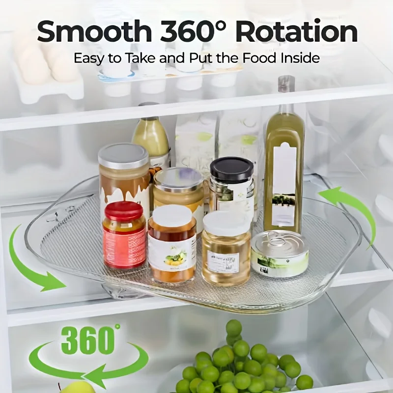 Rotating Spice Organizer Tray 360° Kitchen Countertop Lazy Susan for Condiment Jars Space Saving Refrigerator Storage Spice Rack