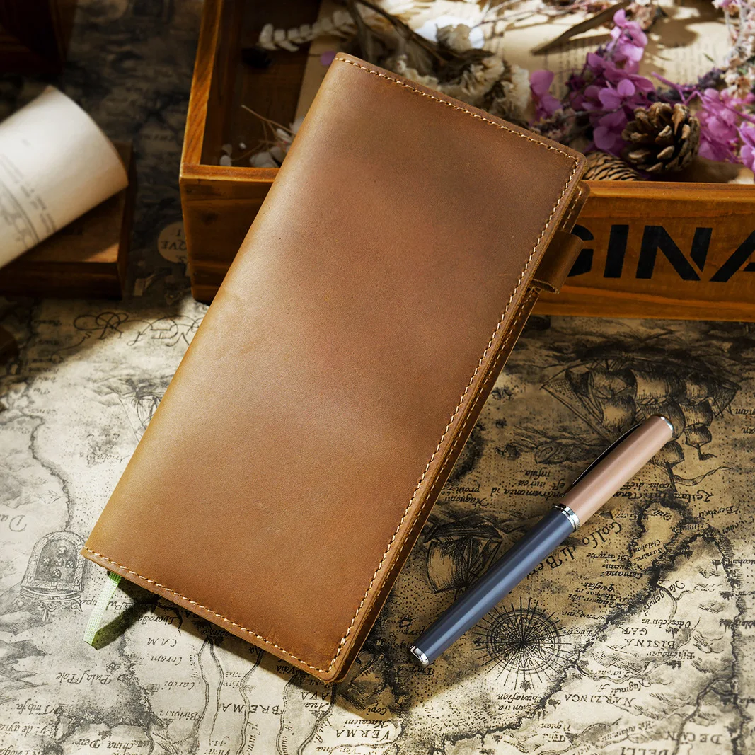 Genuine Leather Weeks Hobo Fixed Page Notebook Hand Note Cowhide Notepad Book Cover Replaceable Inner Page