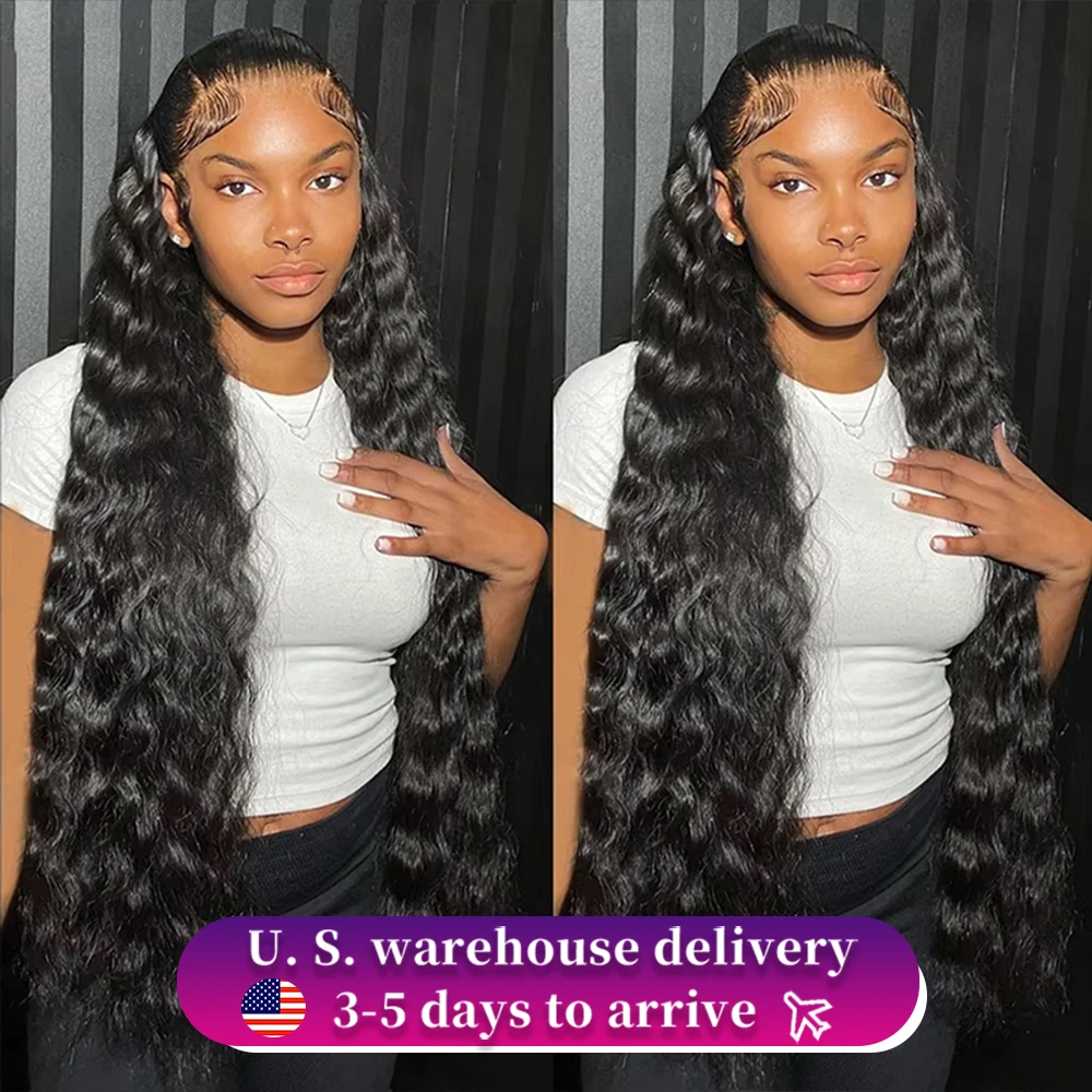 250% 30 38 40 Inch 13X6 Deep Wave Hd Lace Frontal Wig Brazilian 13X4 Water Loose Wave Kinky Curly Lace Front Wigs Human Hair Wig