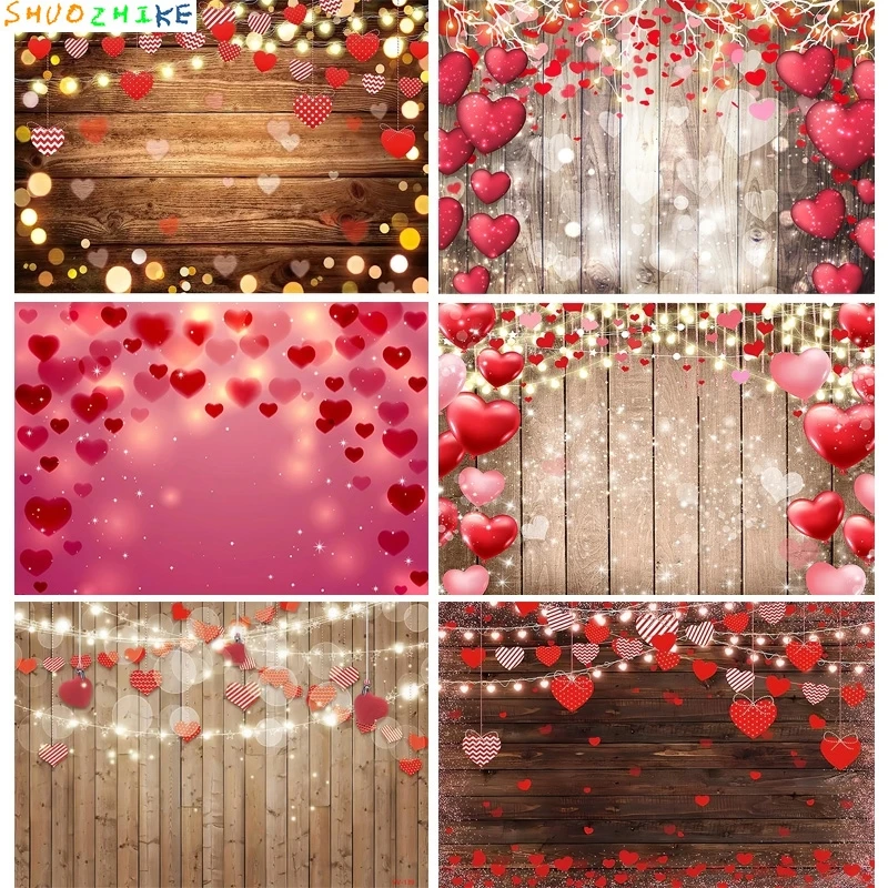 Виниловые фоны для свадебной фотографии ко Дню святого Валентина, реквизит, роза, сердце любви, романтические фотовоздушные шары, вечерние фон VS-95