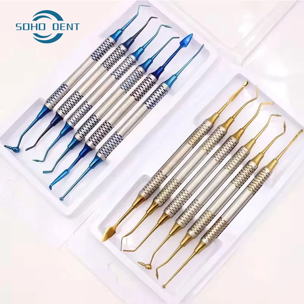 6 Pcs Class Ii Dental Composite Resin Filling Spatulas Kit with Titanium or Gold Coated Heads