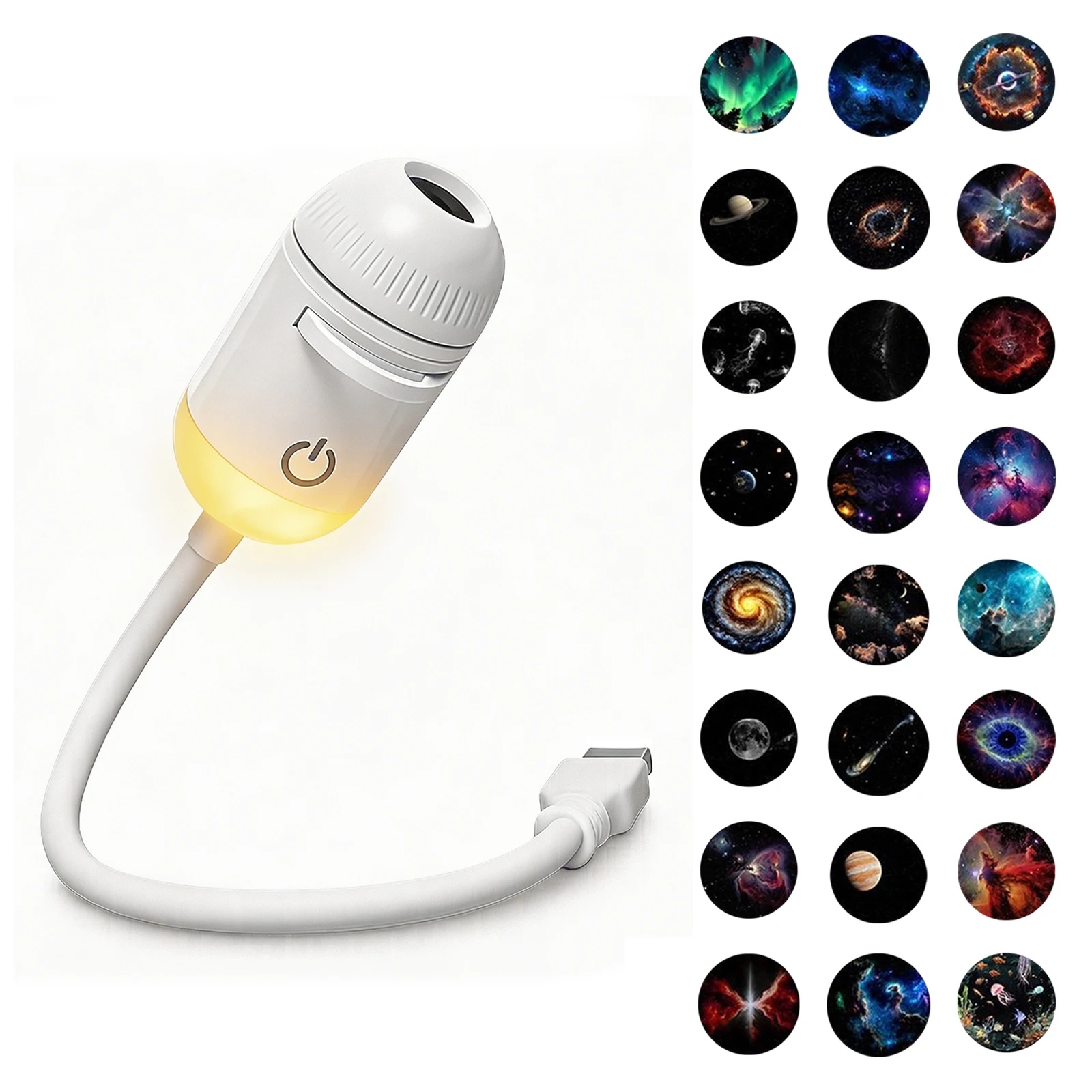 Neue 2-in-1 USB-Projektionsleuchte mit Manueller Fokussierung, Galaxie-Projektor, Auto-Ambientelampe, Romantische Raumbeleuchtung mit Mond, Saturn und Sternen