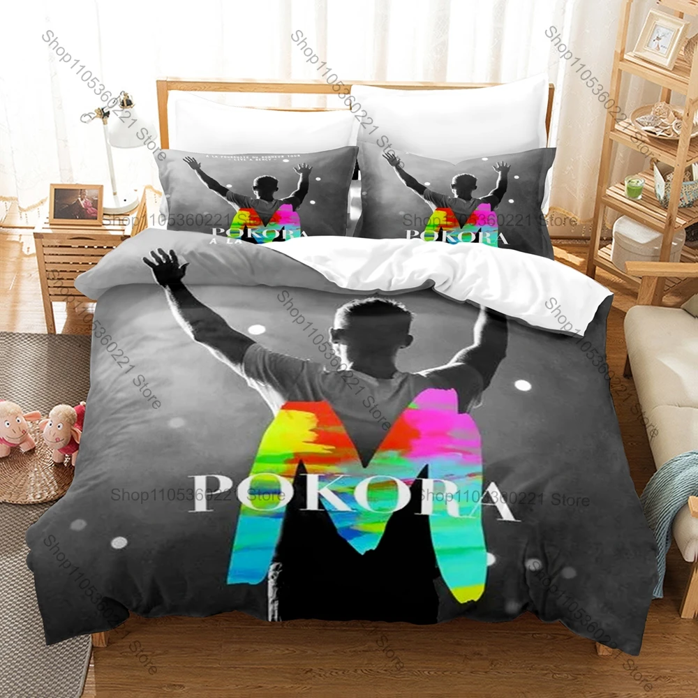 

M. Pokora Themed Duvet Cover + 2 Pillowcases, Matt Pokora Album Art Graphic Bedding Set Home Dorm Decoration for French Music