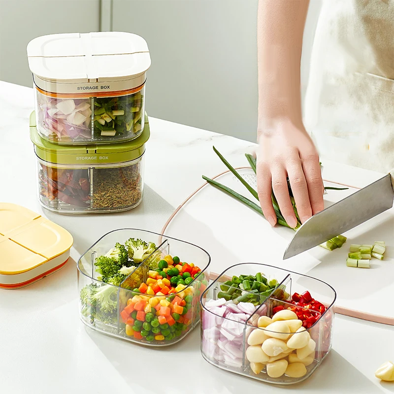 حاويات تخزين المواد الغذائية مع أغطية محكمة الغلق، حاوية حفظ الثلاجة الطازجة، حاوية تخزين الفاكهة، تخزين البصل والزنجبيل والثوم
