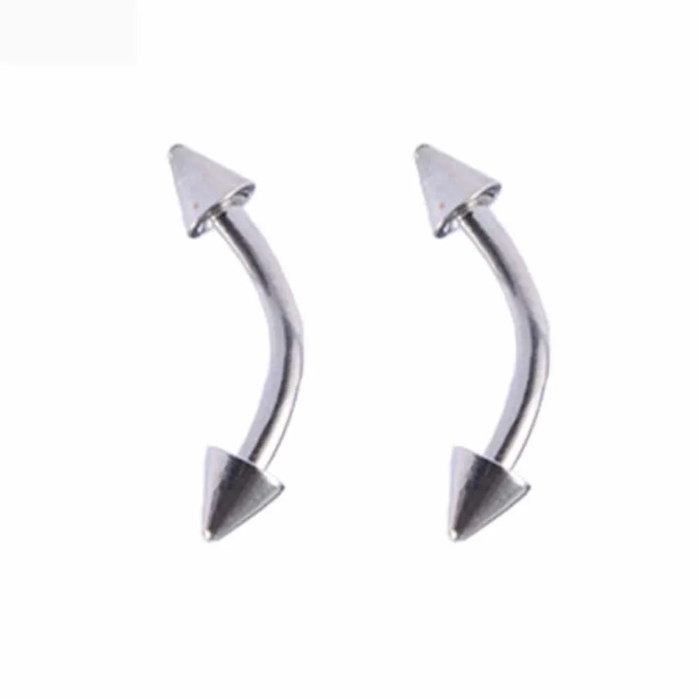 10pcs Trendy New Product Stainless Steel Curved Rod Round Ball Point Cone Eyebrow Nail Body Exquisite Piercing Jewelry