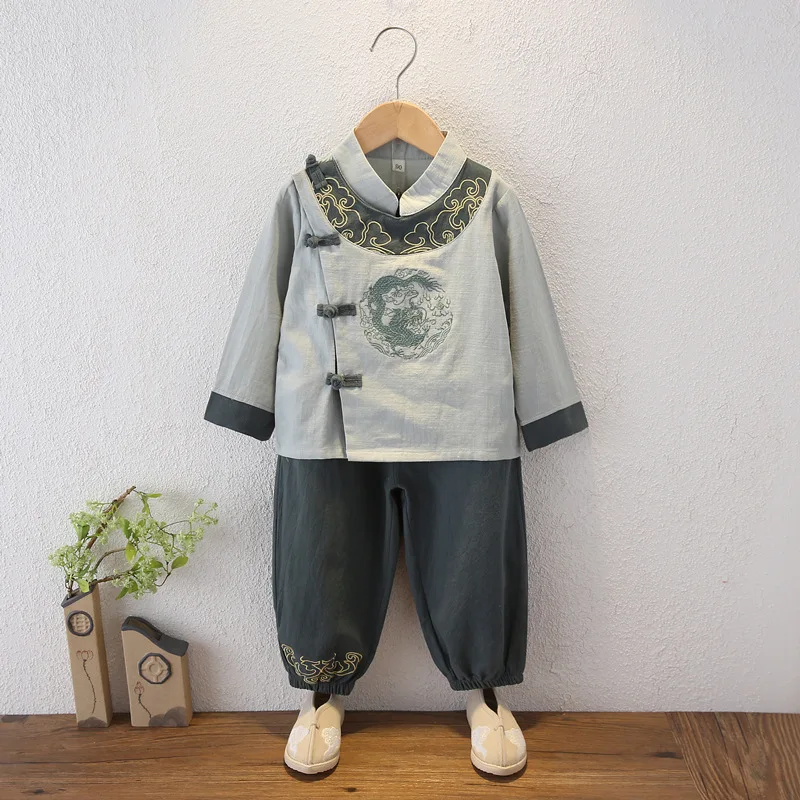 

Hanfu Boys Children Tang Suit New Year Dress Baby Retro Style Chinese Traditional Spring Autumn Costume Comfortable Clothes