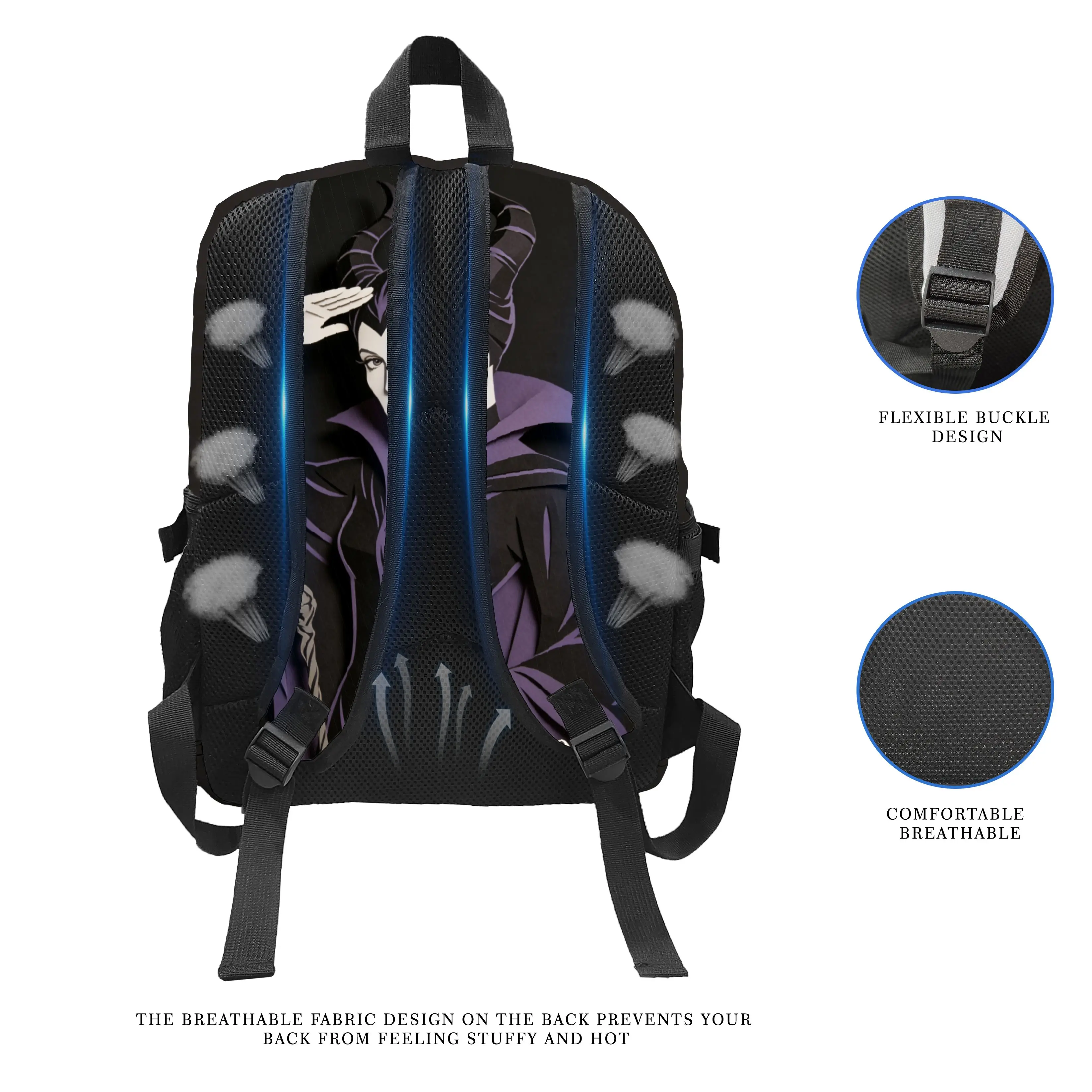 1 قطعة أشرار ديزني Maleficent & Evil Queen الظلام موضوع متعدد الطبقات المألوف للجنسين على ظهره مع عدة مقصورات