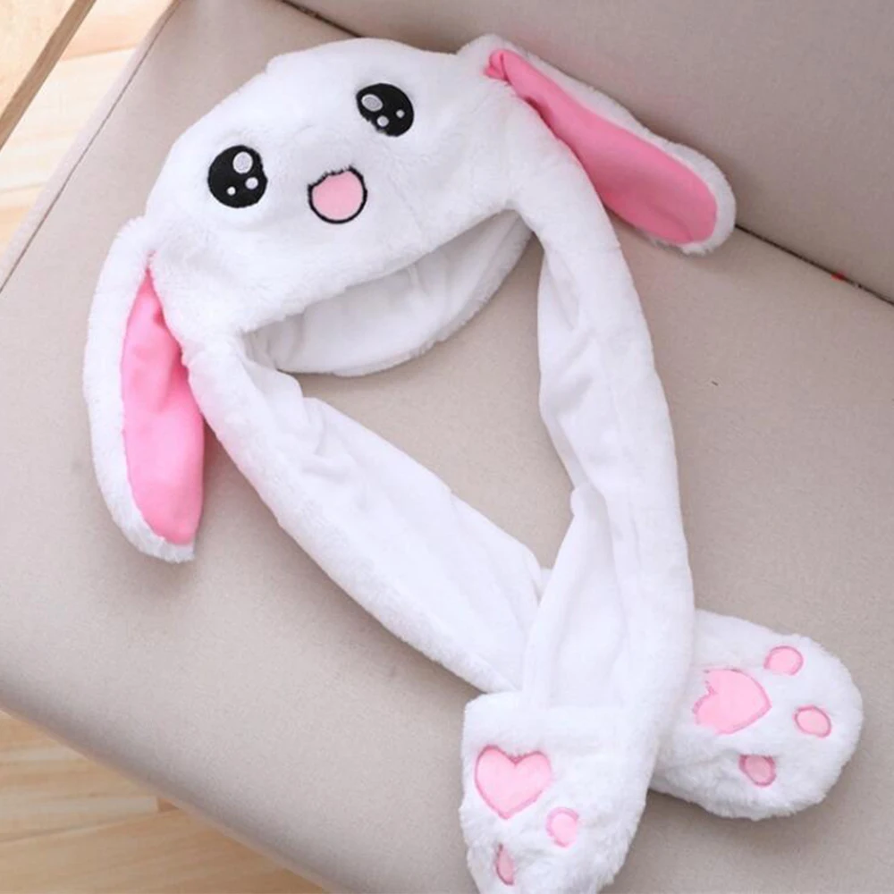 Hat For Girls KPOP Idols Cartoon Movable Rabbit Ear Dome No Brim Soft Plush Cap Winter Outdoor INS Cute Warm Windproof Ornament