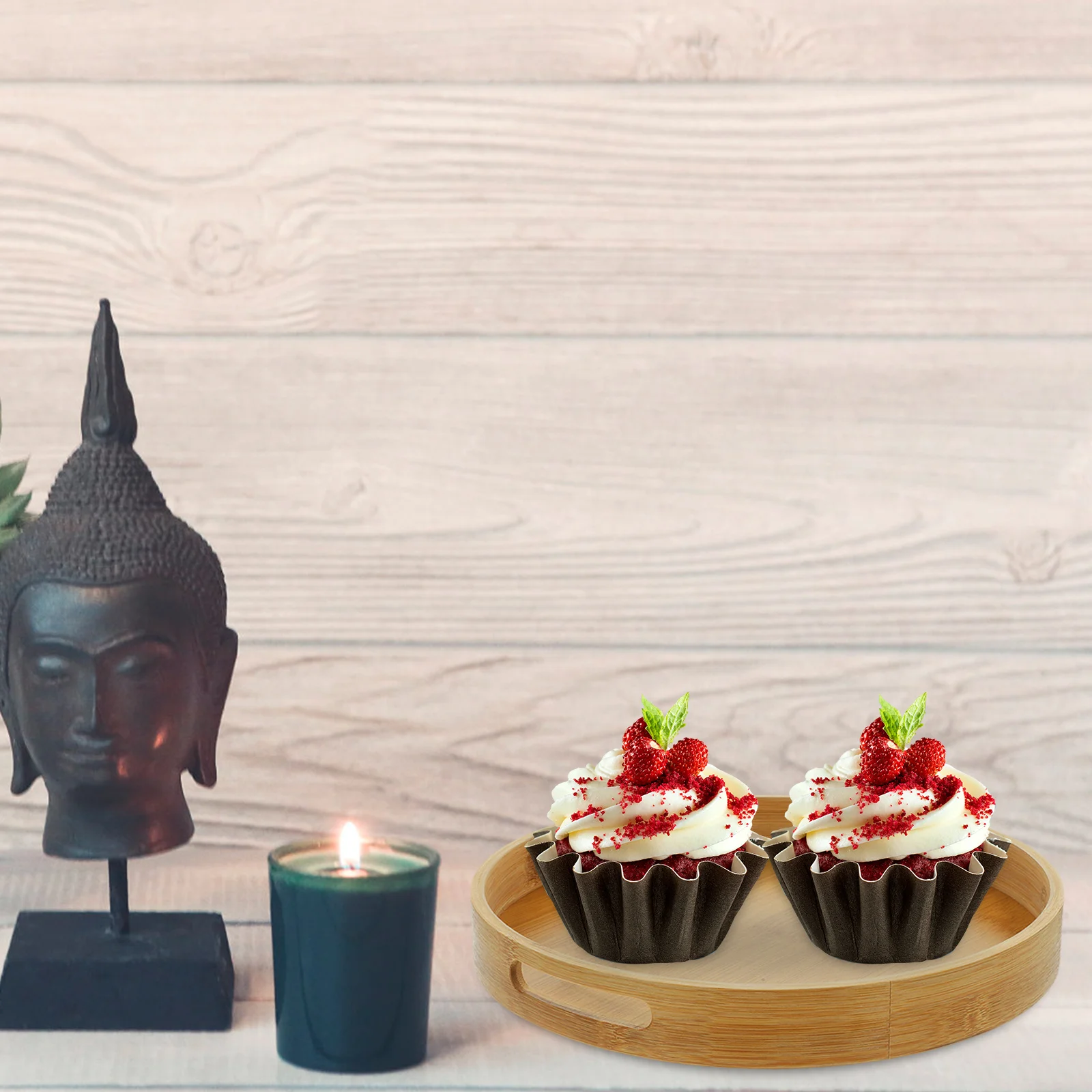 

Handheld Tea Tray Round Bamboo Serving Tray For Food Snack Fruit Dessert Display Storage Decorative Tableware Rustic Plate