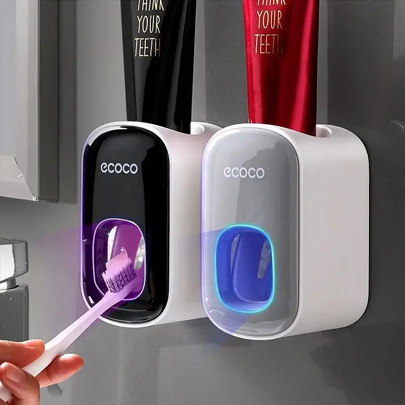 Automatic Wall Mount Stand Toothpaste Dispenser Dust-proof Toothbrush Holder Set Toothpaste Squeezer Bathroom Accessories