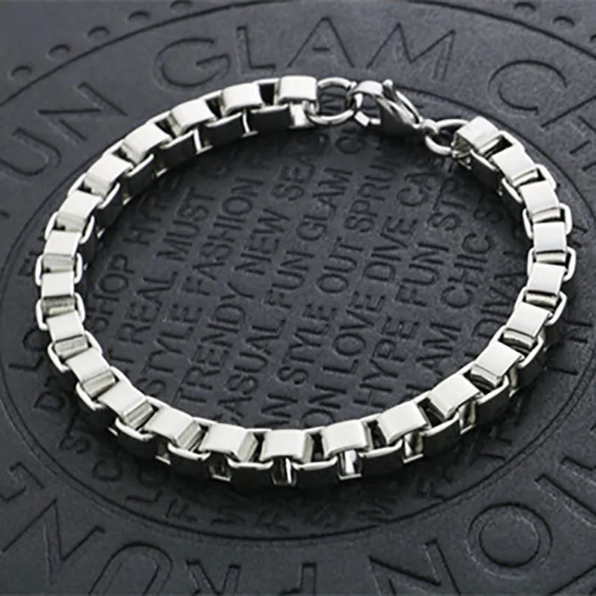 2023 New Fashion Box Chain Titanium Steel Men And Women Bracelet Jewelry Gift Hot Sale