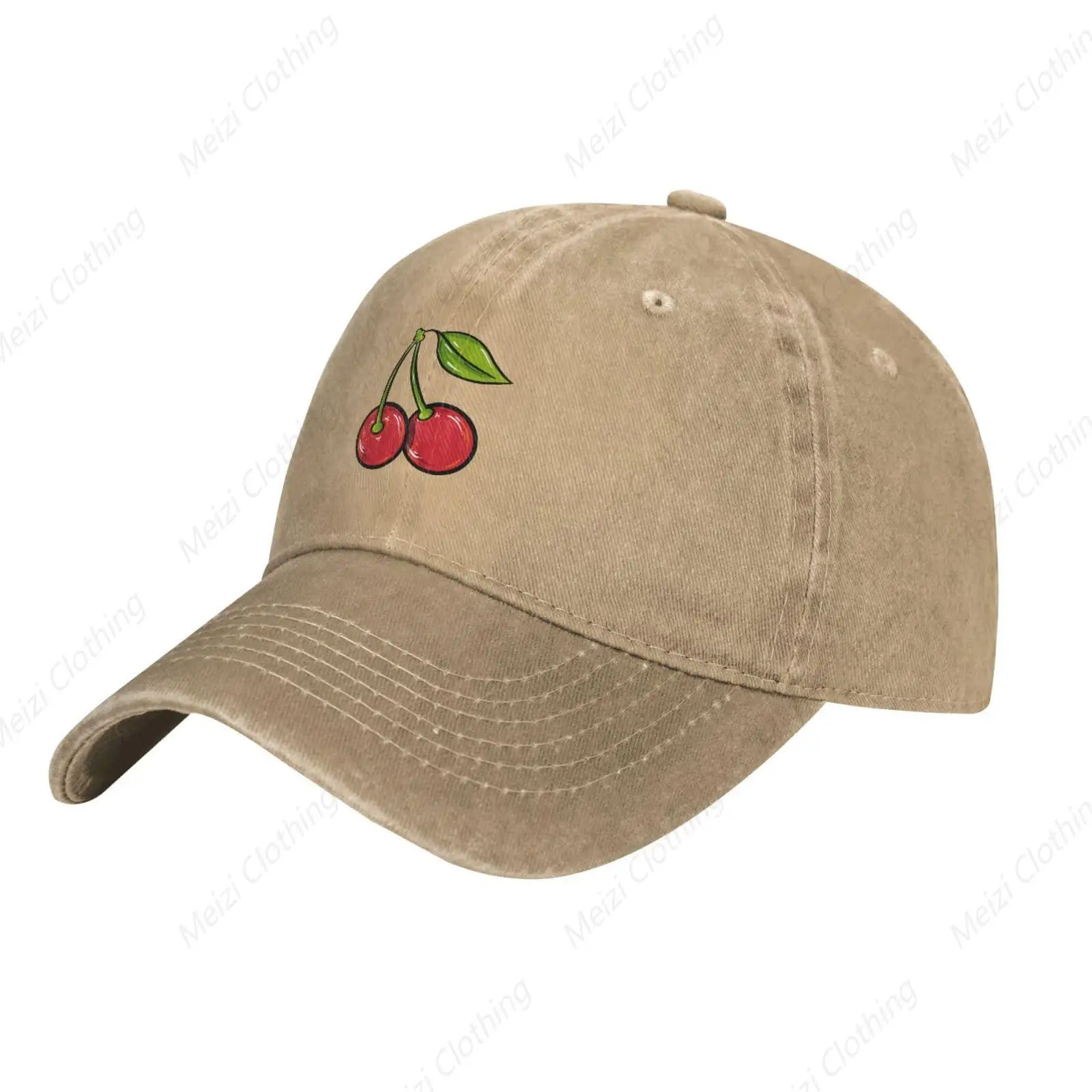 

Fun and fashionable cherry print baseball caps for men and women outdoor sports hats with adjustable and personalized denim hats