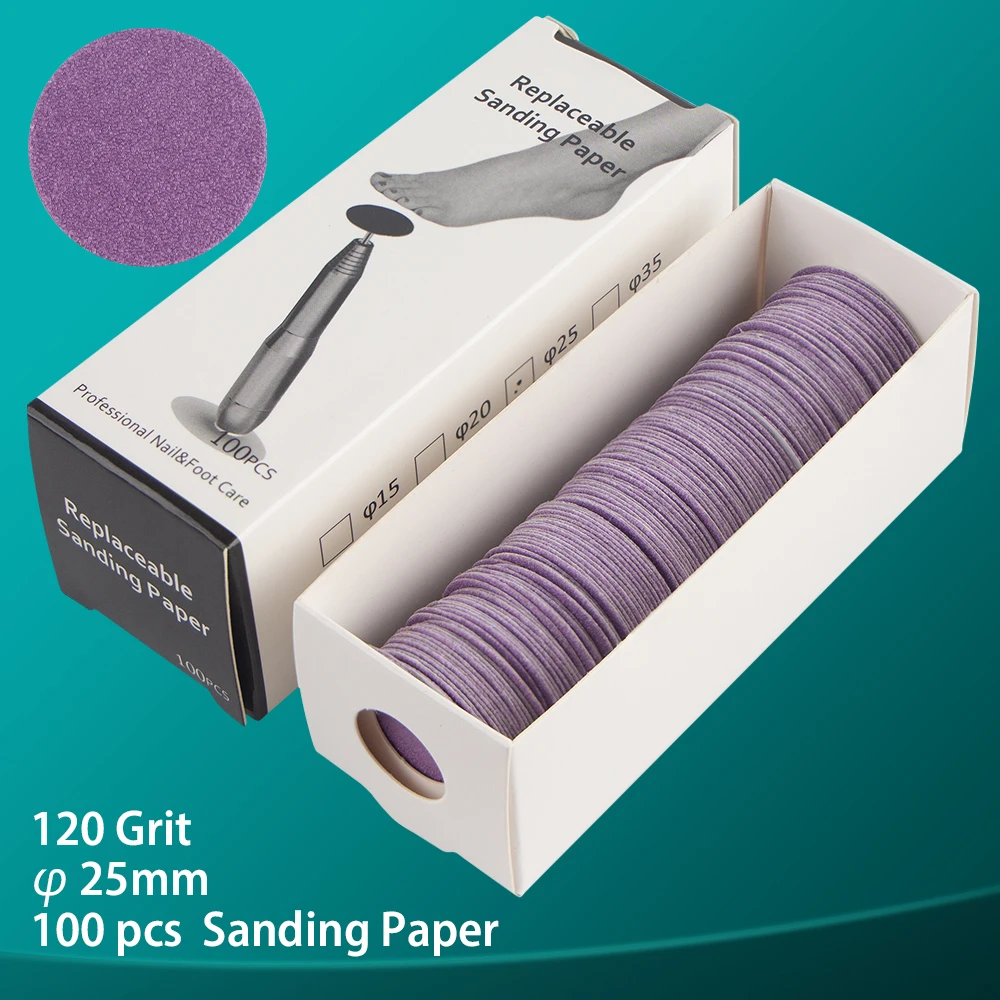 FILI 25 mm austauschbares Schleifpapier für Pediküre, Scheibenfuß, abgestorbene Haut, Nagelhaut, Hornhautentfernung, professionelle Fußraspelfeilen – Detail 7