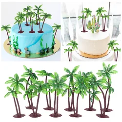 5/10pcs Hawaii Coconut Tree Cake Toppers Green Palm Tree Cupcake Toppers For Jungle Dino Birthday Party Cake Decor Beach Wedding