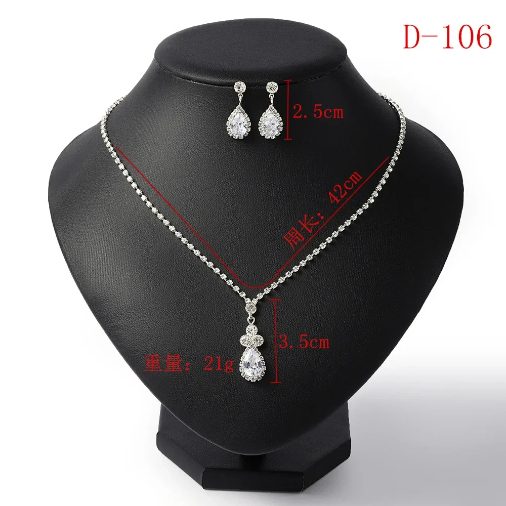 PJDock-Ensemble de bijoux en cristal pour femme, breloque en argent, bracelet document, boucle d'oreille, Zcomprend on JONecklace, fête de mariage