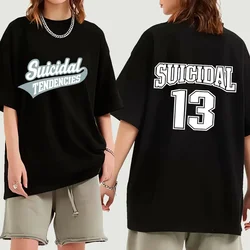 Tendências Suicidas 13 Gráficos do Logotipo T-shirt Homens Femininos Verão 100% Algodão T Shirt Camiseta de Grandes Dimensões Manga Curta Streetwear