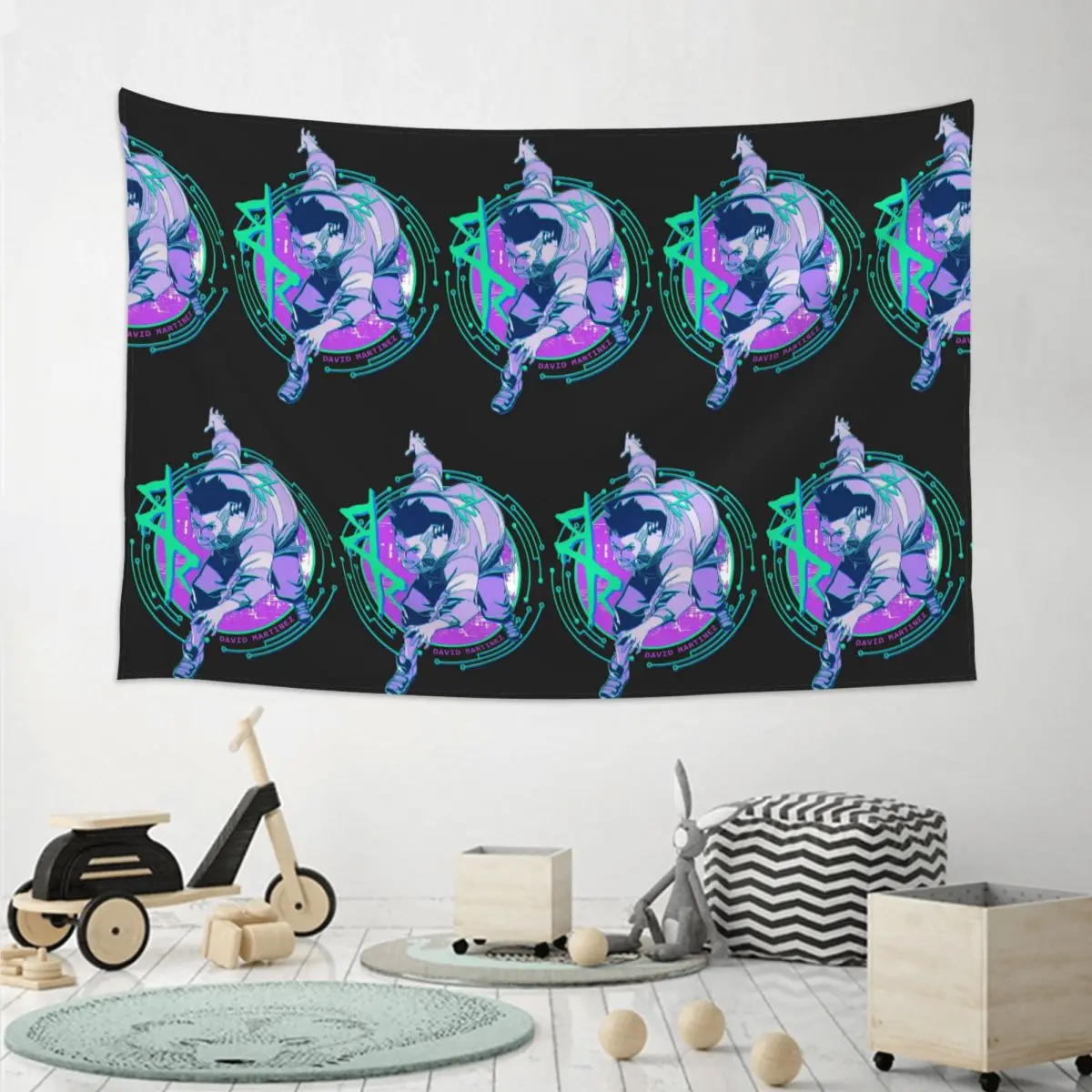 David Cyberpunk Edgerunners C Tapestry Funny Wall Hanging Aesthetic Home Decor Tapestries for Living Room Bedroom Dorm Room