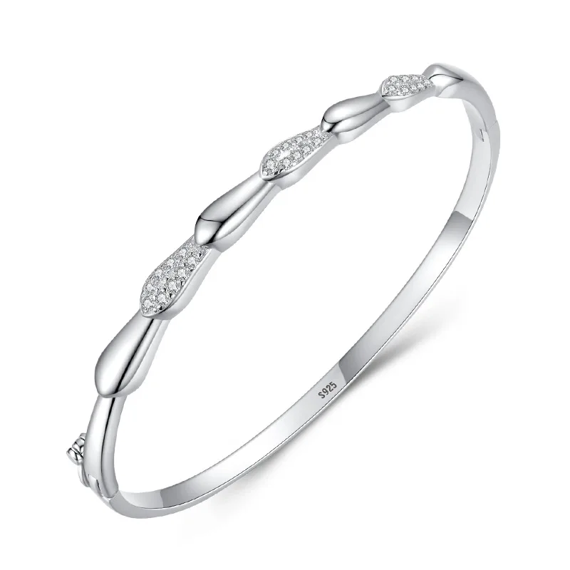 S925 Silver Bracelet with Fashionable Personality, Diamond Inlaid European and American Style, Versatile and High-end Feel