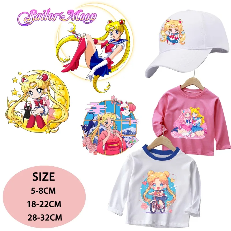 yZ[zSailor Moon Iron on Patches Washable Heat Thermal Transfer Sticker Anime Movie Graphic Print Stickers Girls Clothes Decor Gifts