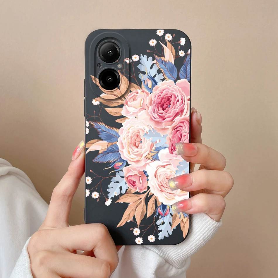 Case For Realme C67 Astronaut Flower Soft Liquid Silicone Camera Protection Phone Back Cover For Realme C 67 Protector Mask Gift