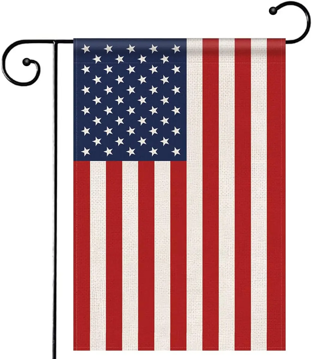 shenyue American Flag Double Sided American Garden Flag Thick Weatherproof Burlap US Stars and Stripes Patriotic US Garden F jjp