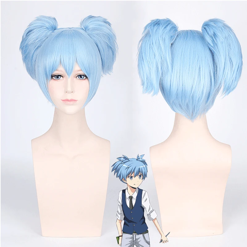 

HAIRJOY Synthetic Hair Cosplay Wig Shiota Nagisa in Assassination Classroom‌ Light Blue Costume Wig with 2 Ponytails