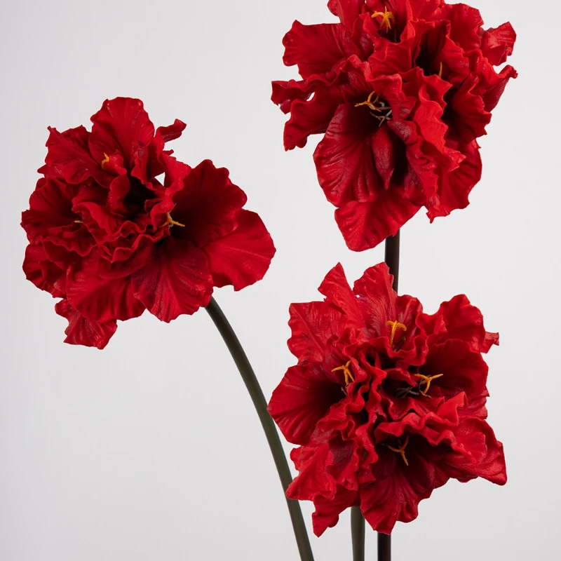 6 Piezas de Ramas de Gladiolo Artificiales de PU, Planta Verde para Decoración de Hoteles, Flor Roja Artificial de Clivia, Decoración para Dormitorio